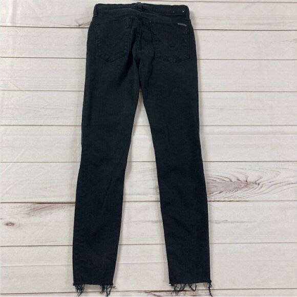 Hudson Black High Rise Stretch Raw Hem Edge Skinny Jeans Size 25 - Picture 3 of 8